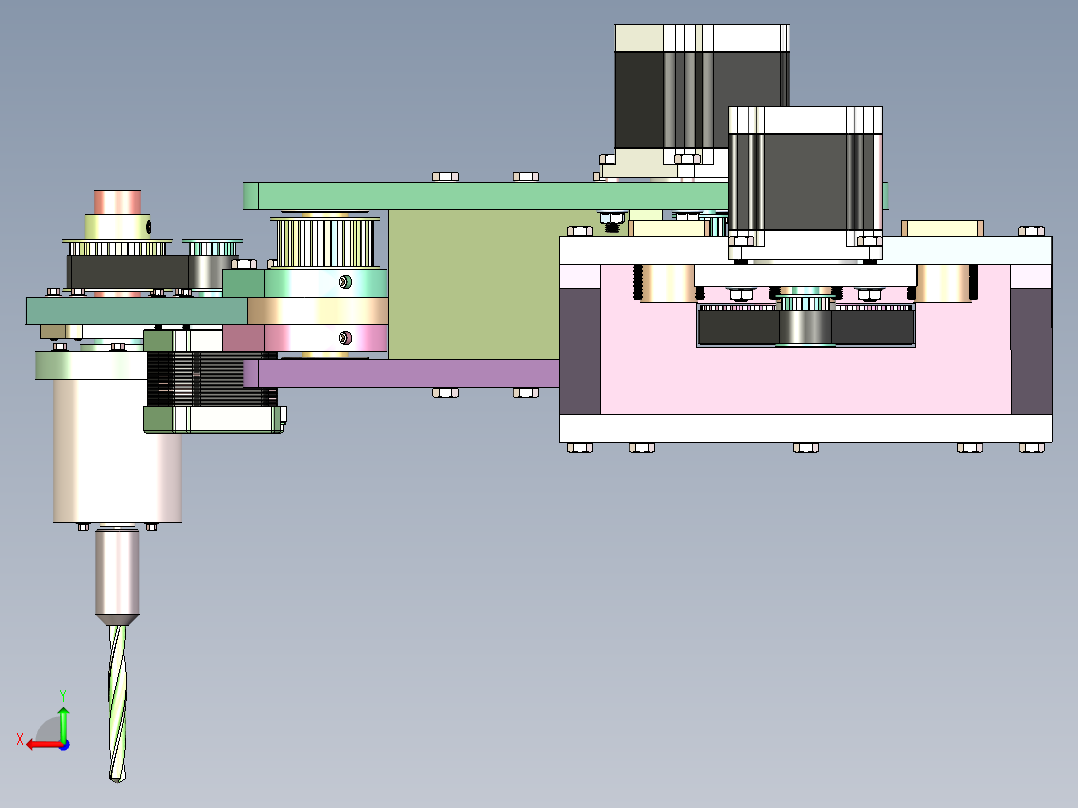 PCB 板精密钻孔机械臂后视图