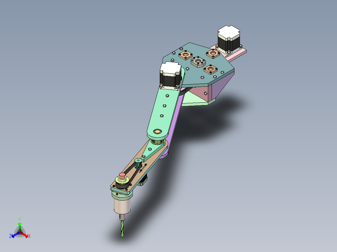 PCB 板精密钻孔机械臂正等轴测图