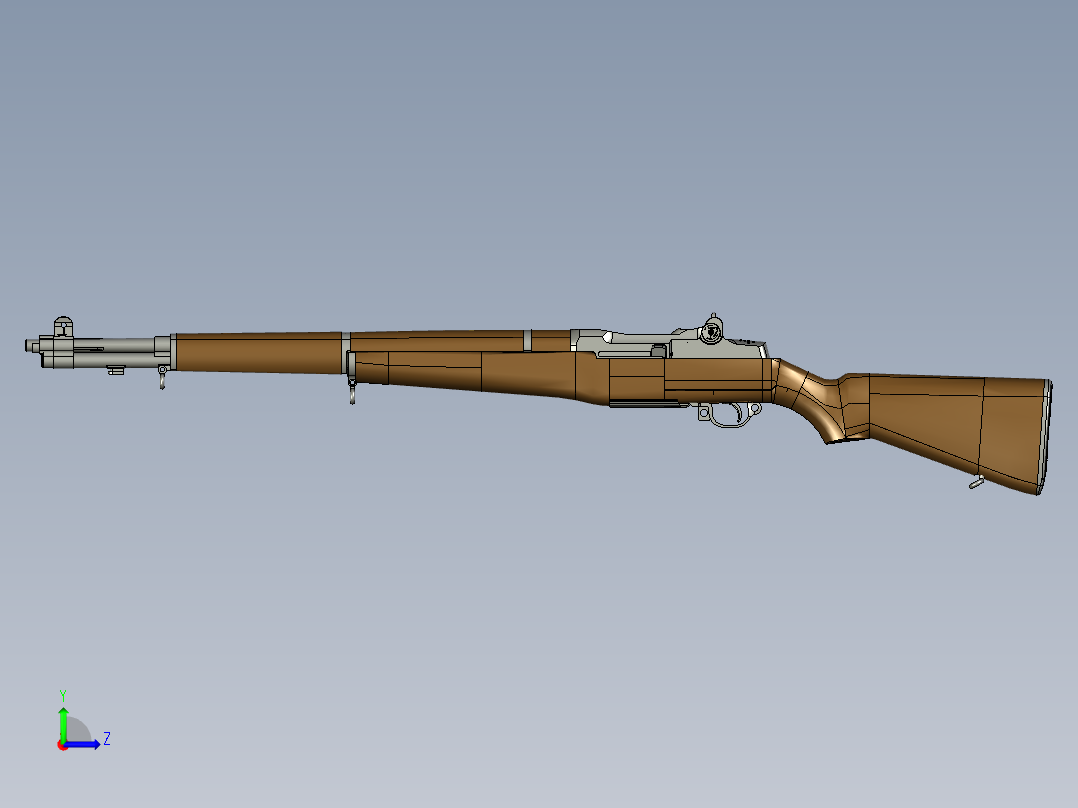 手枪左轮冲锋枪老式狙击步枪设计3D图纸ww2-u-s-rifle-cal-30-m1-garand STP IGS左视图