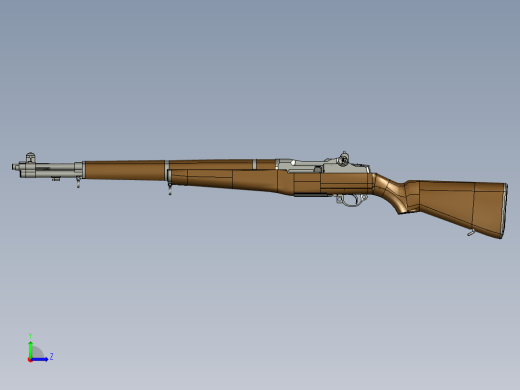 手枪左轮冲锋枪老式狙击步枪设计3D图纸ww2-u-s-rifle-cal-30-m1-garand STP IGS左视缩略图