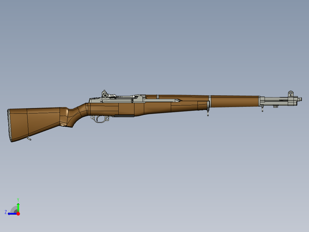 手枪左轮冲锋枪老式狙击步枪设计3D图纸ww2-u-s-rifle-cal-30-m1-garand STP IGS右视图