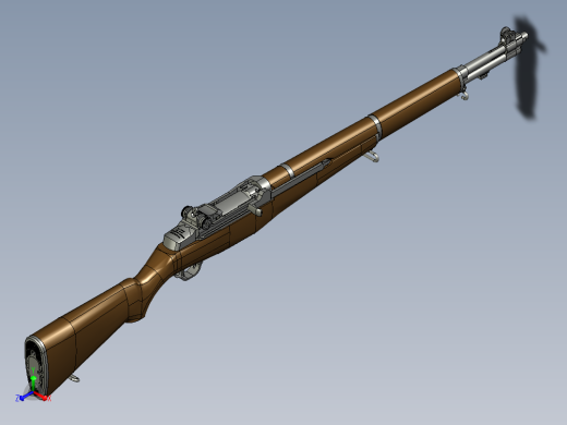 手枪左轮冲锋枪老式狙击步枪设计3D图纸ww2-u-s-rifle-cal-30-m1-garand STP IGS正等轴测缩略图