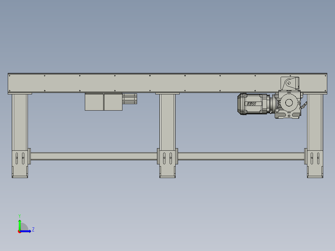 总装图-2000单层积放滚筒线左视图