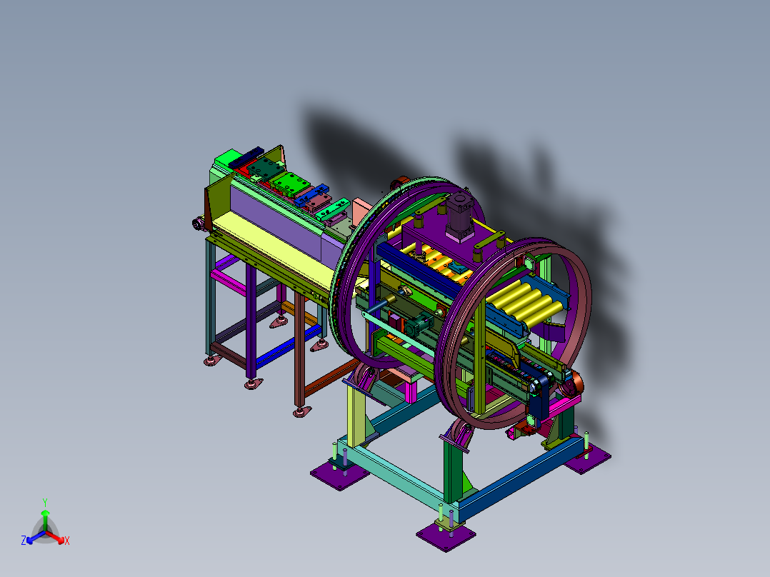 在线的翻面机构和产线主视图