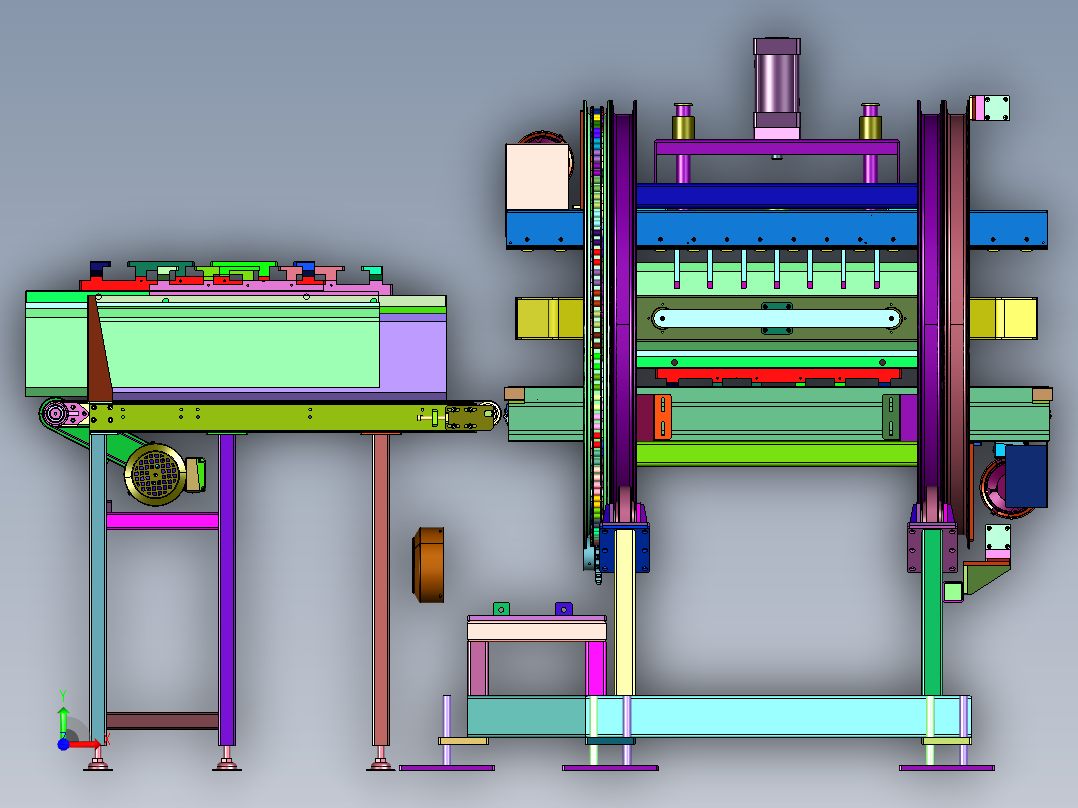 在线的翻面机构和产线前视图