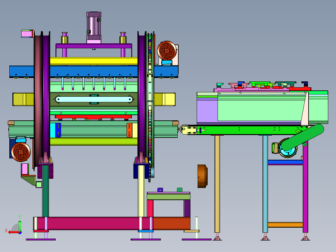 在线的翻面机构和产线后视图