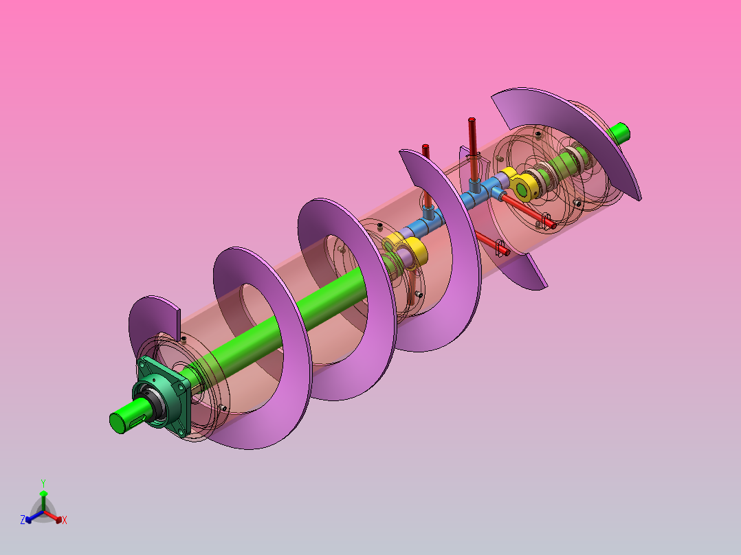联合收割机割台绞龙设计（SW+CAD+说明书）正等轴测图