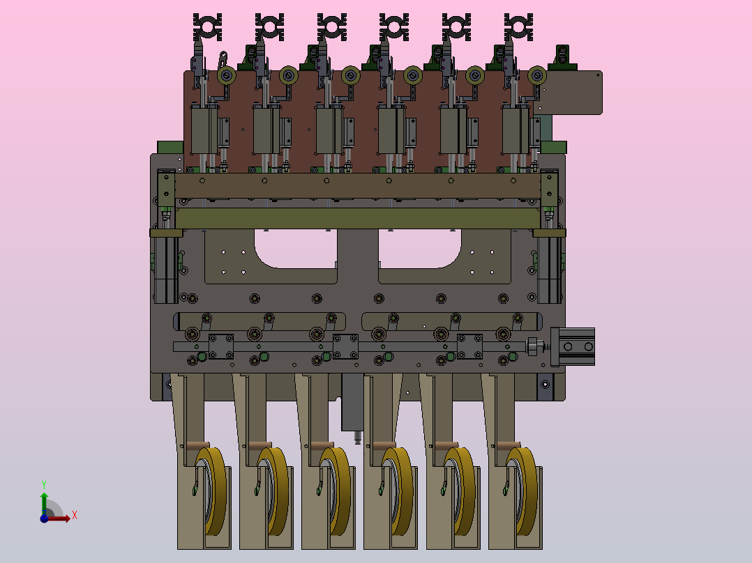 绕线机包胶带组件前视图