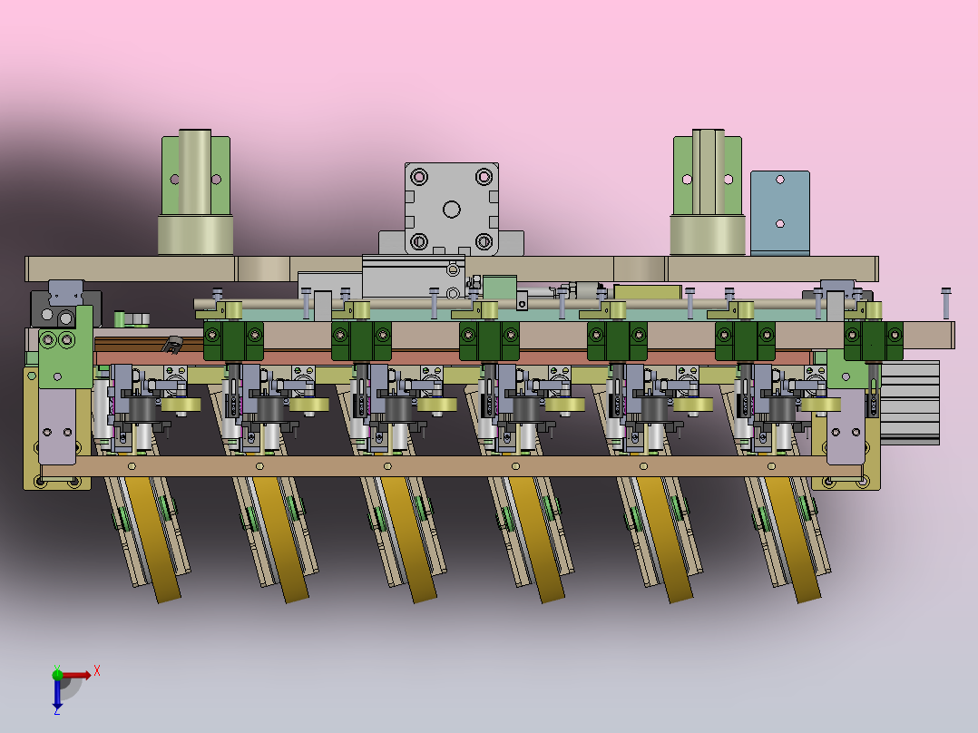 绕线机包胶带组件俯视图