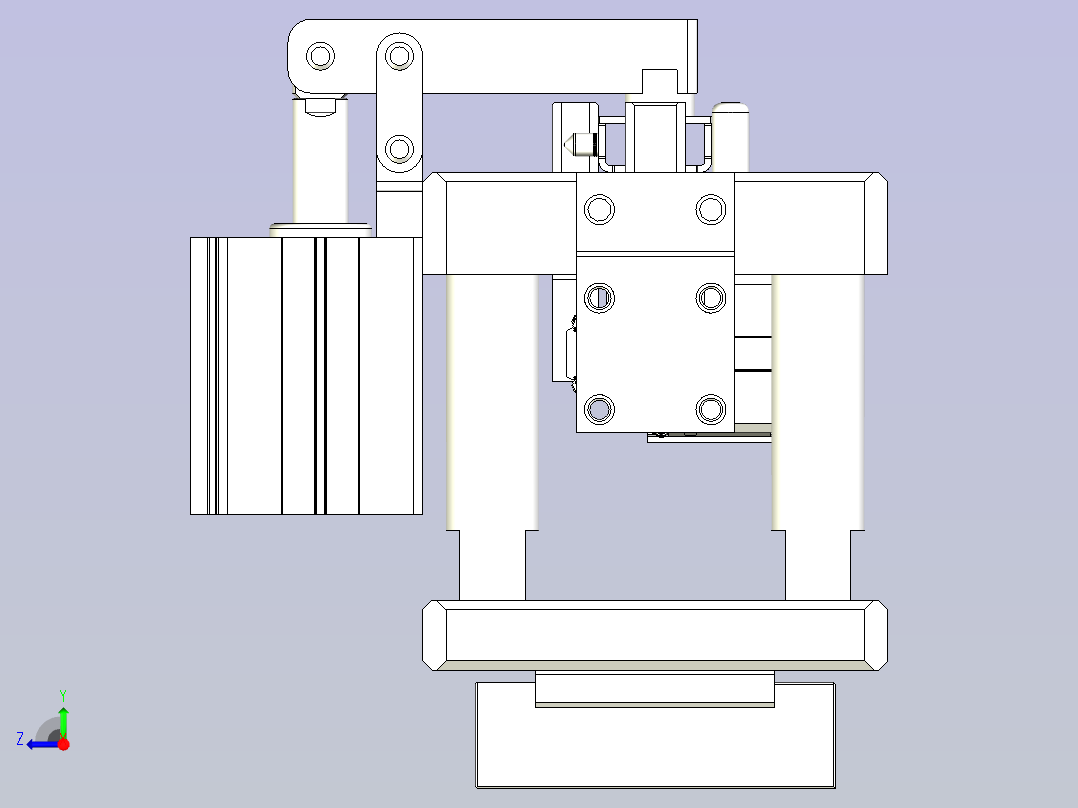 一种工装定位治具模型右视图
