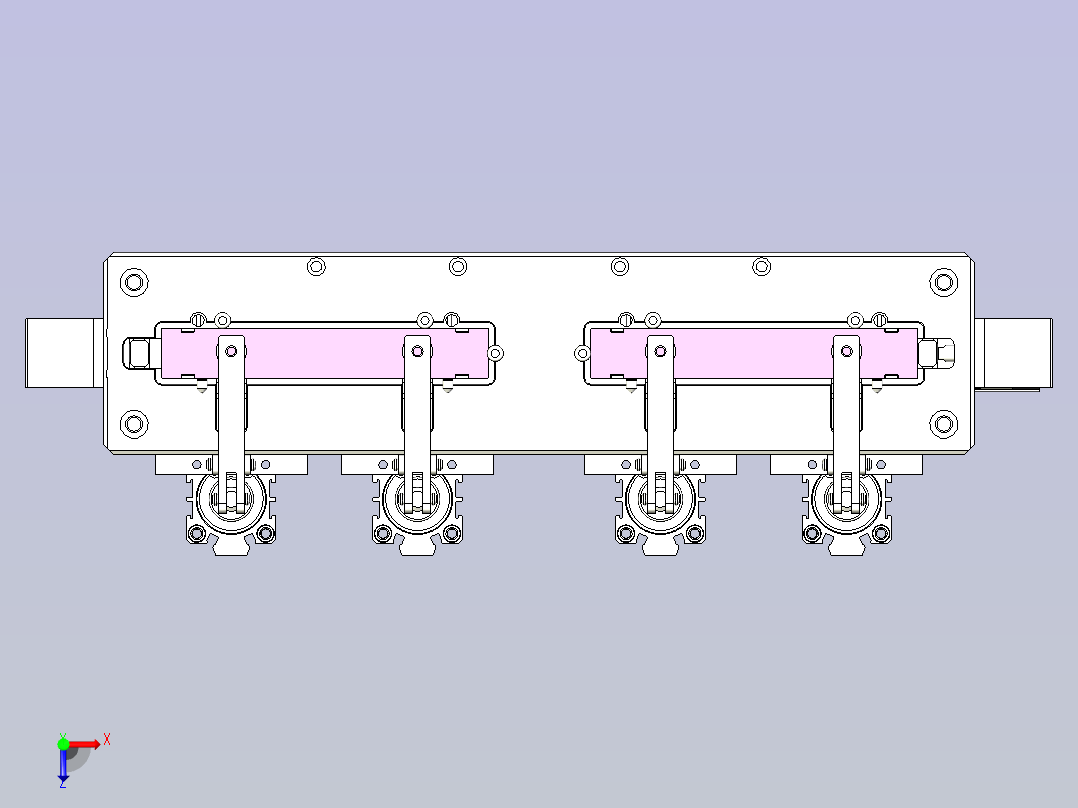 一种工装定位治具模型俯视图