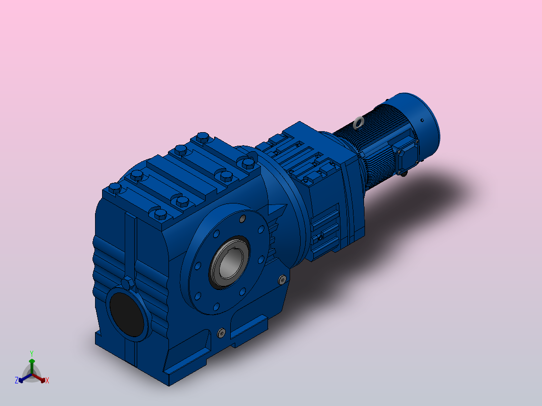 SA87R57组合式斜齿-蜗轮蜗杆减速机SA87R57-Y0.18-4P-1631-M1-0°-B正等轴测图