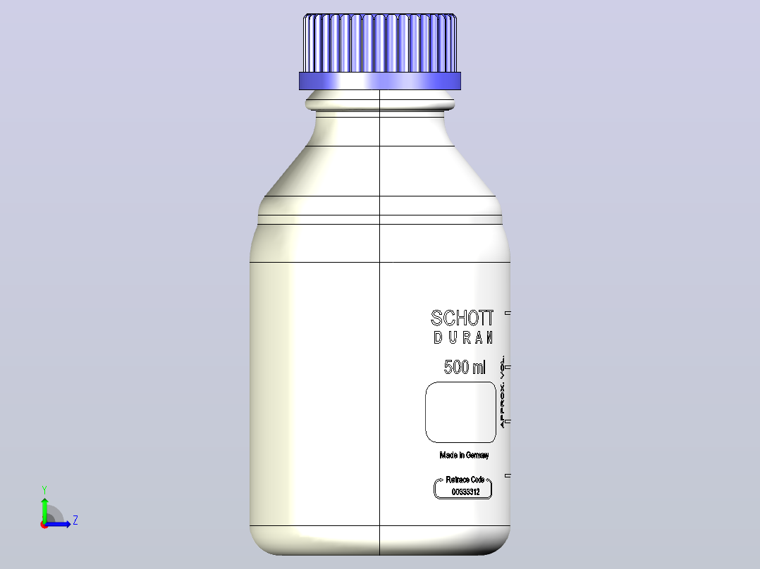 肖特杜兰实验室瓶0.5lGL45左视图