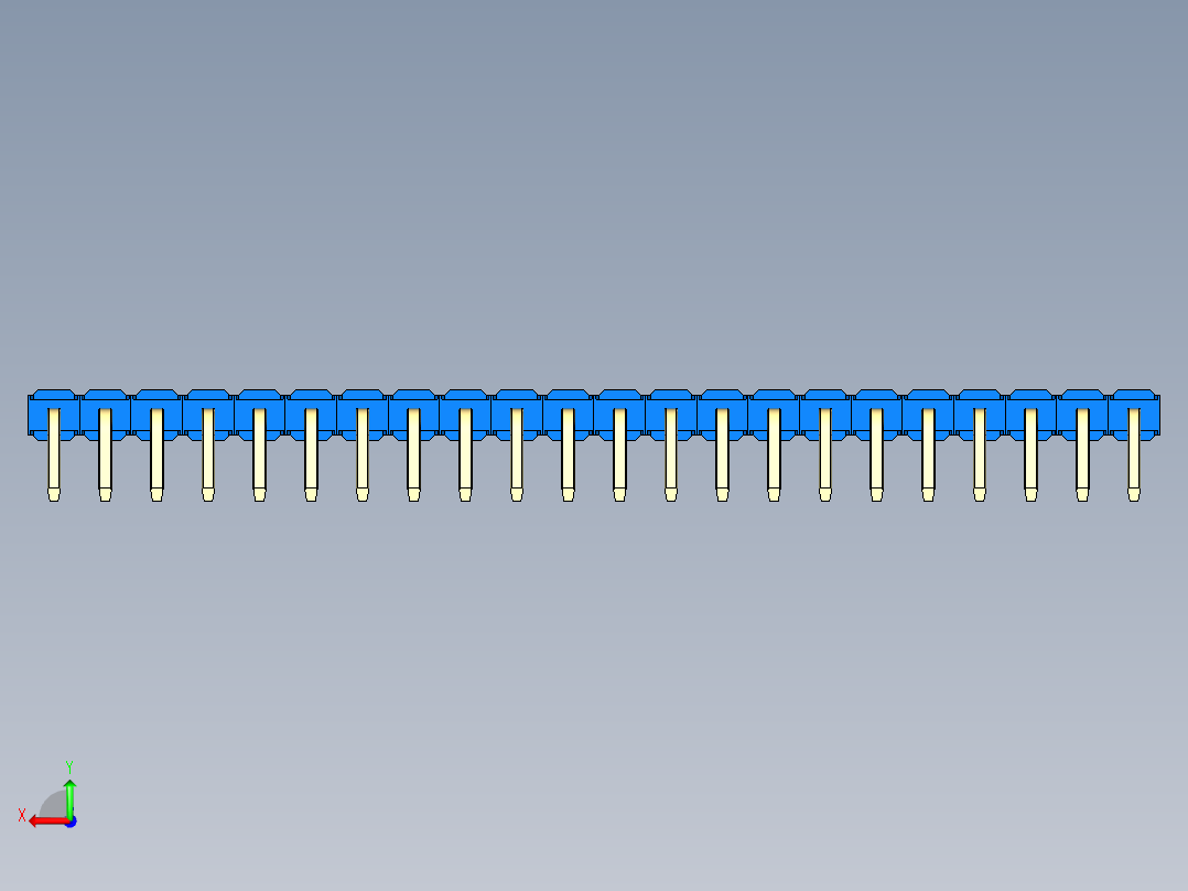 彩色公排针 100mil 2.54mm 系列-DS1022_blue_1x22p_100mil_TypeD_rev1.0后视图
