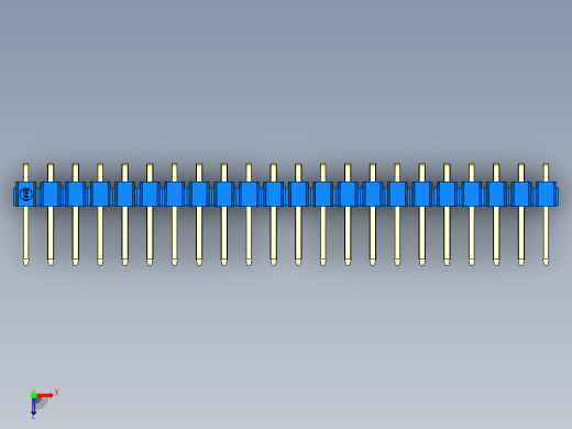 彩色公排针 100mil 2.54mm 系列-DS1022_blue_1x22p_100mil_TypeD_rev1.0俯视缩略图