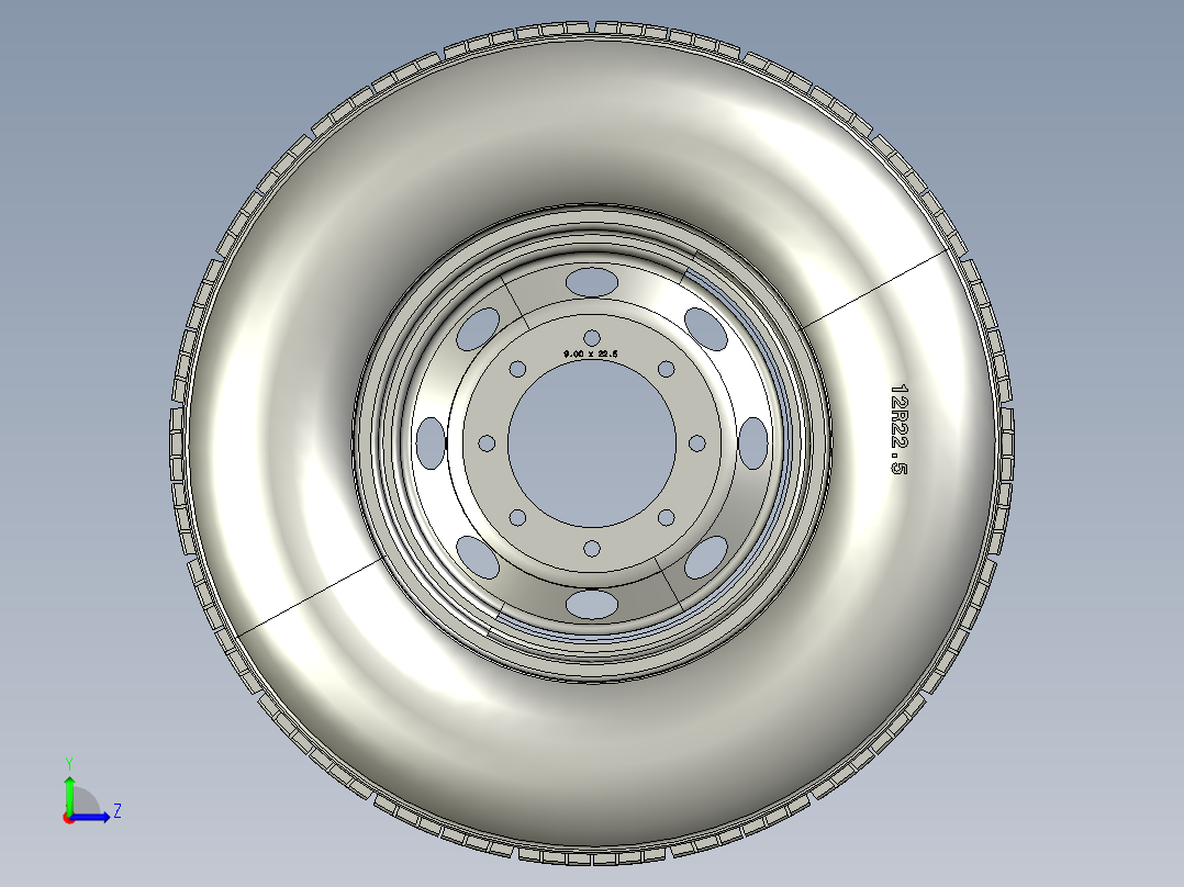 whell 12R22.5车轮左视图