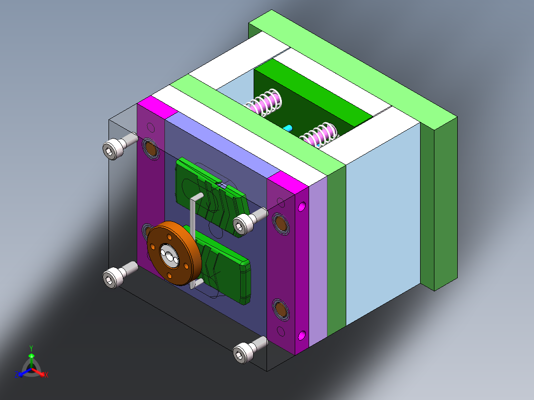 Q430-线路板外壳注塑模具设计【三维SolidWorks】正等轴测图