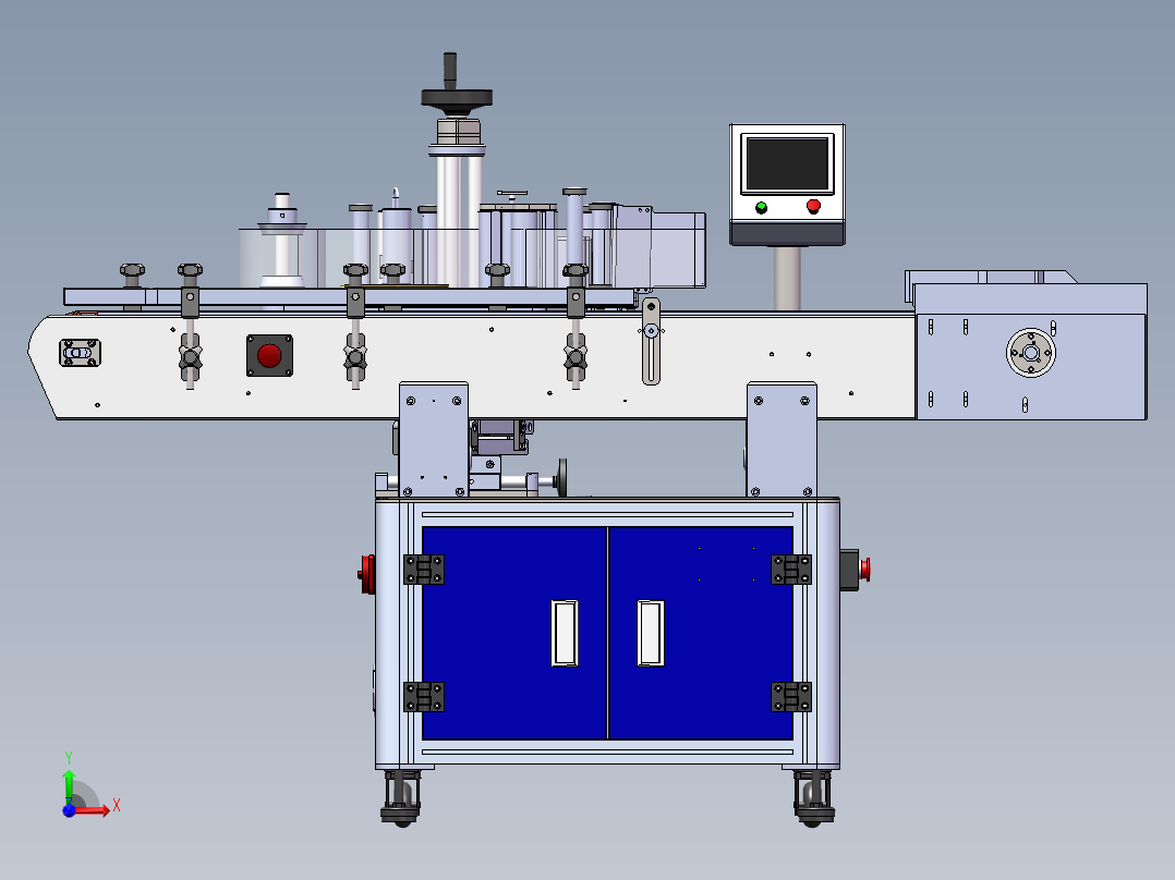 T21100全自动立式圆瓶侧贴标机前视图