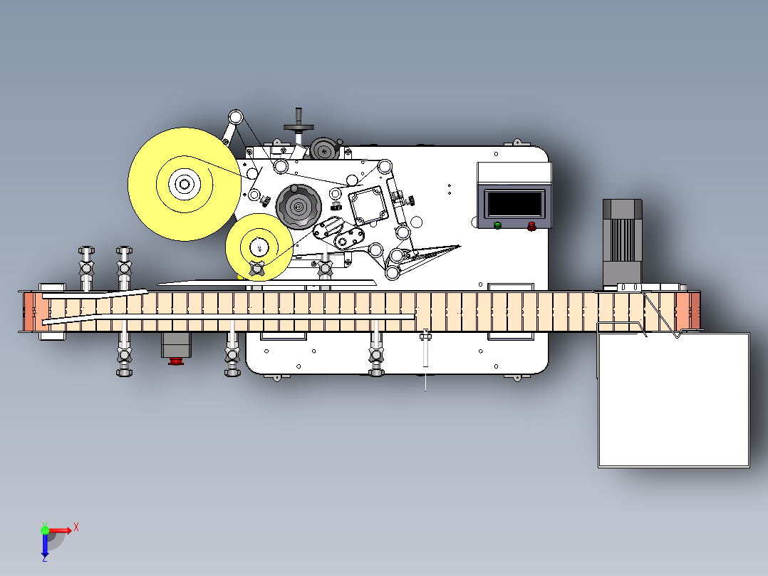 T21100全自动立式圆瓶侧贴标机俯视图