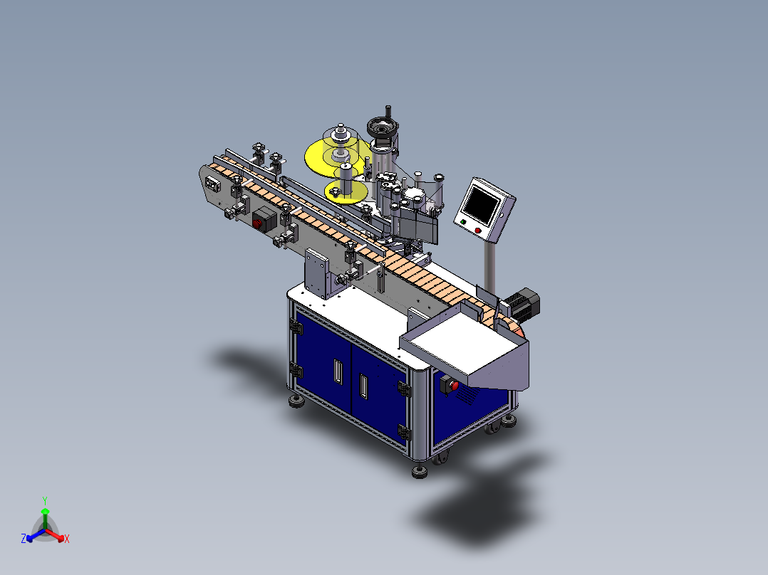 T21100全自动立式圆瓶侧贴标机正等轴测图