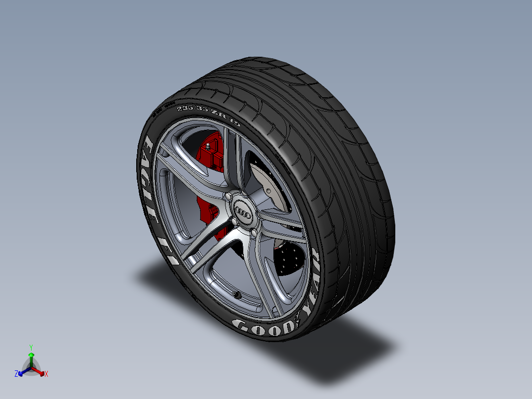 奥迪前轮组件正等轴测图