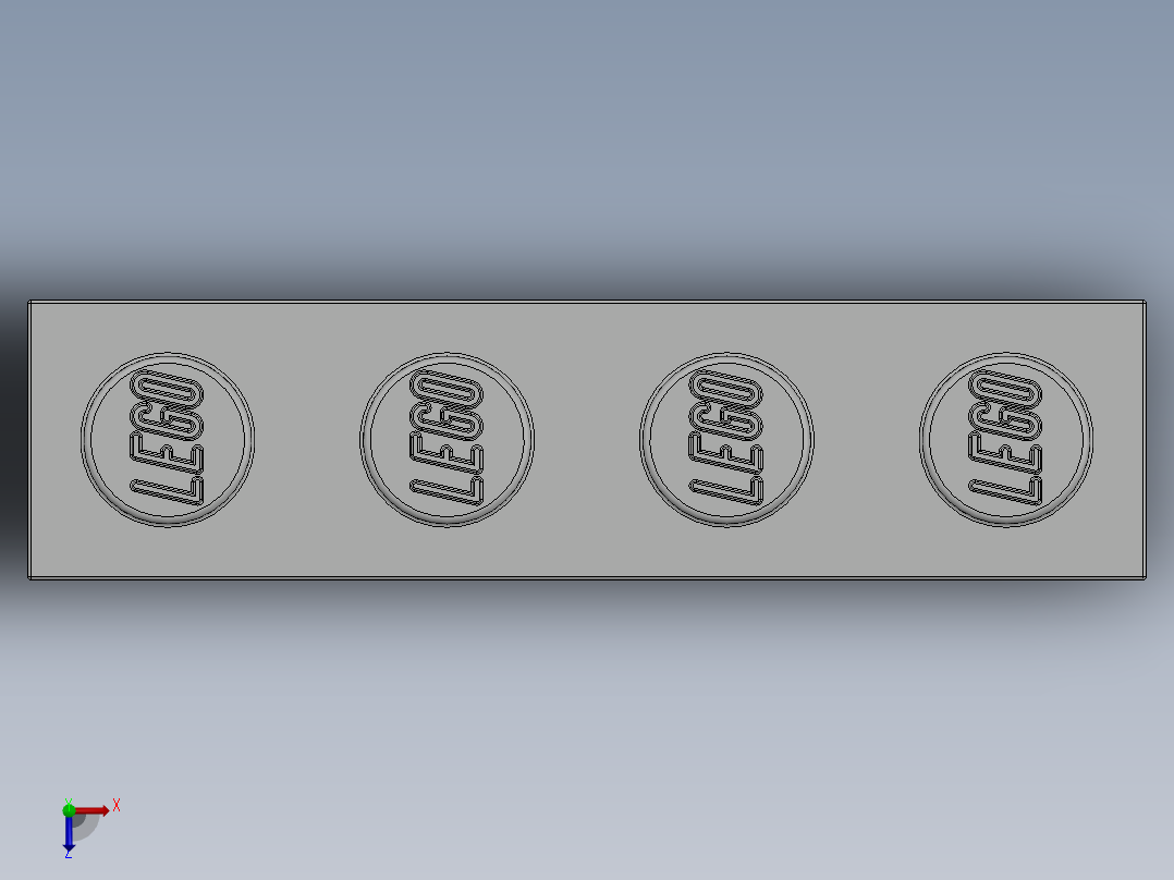 乐高套装 4421基本积木-301001 White Brick 1 x 4.SLDPRT俯视图