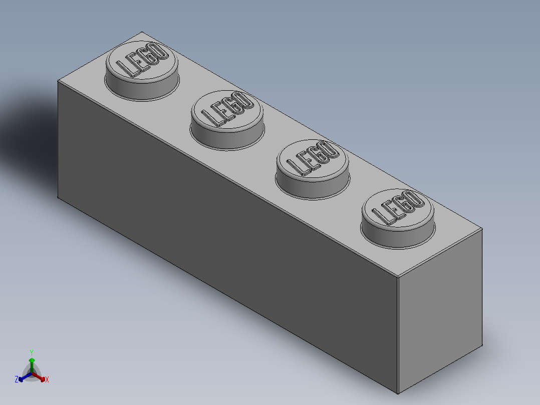 乐高套装 4421基本积木-301001 White Brick 1 x 4.SLDPRT正等轴测图