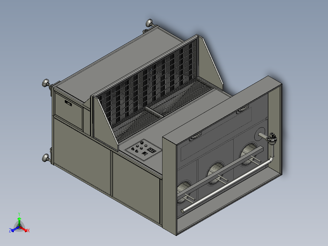 除尘柜 打磨除尘工作台正等轴测图