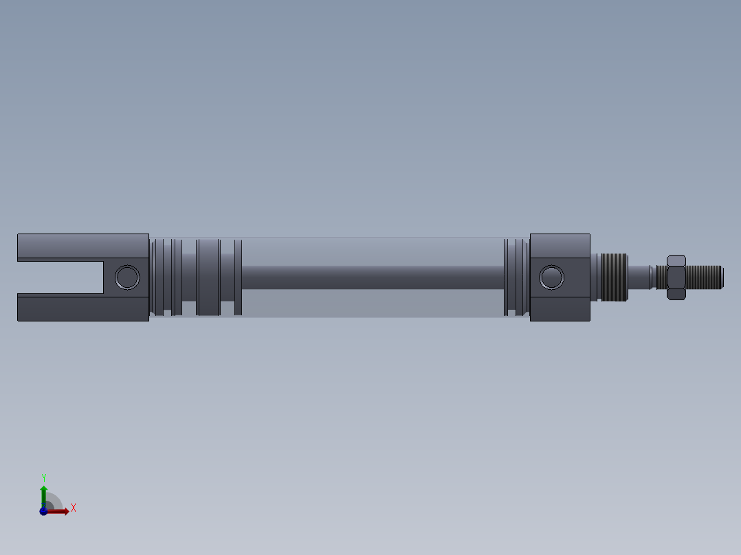气动缸（圆形后部安装）16x5x55毫米前视图
