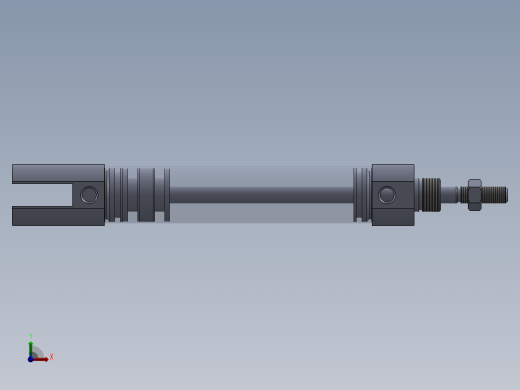 气动缸（圆形后部安装）16x5x55毫米前视缩略图