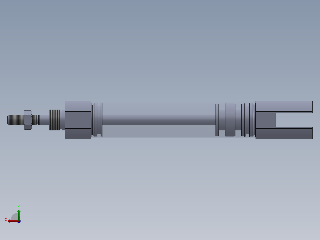气动缸（圆形后部安装）16x5x55毫米后视图