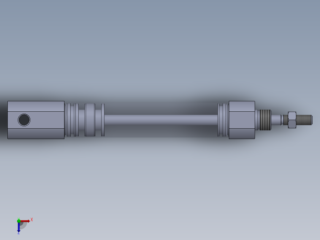 气动缸（圆形后部安装）16x5x55毫米俯视图