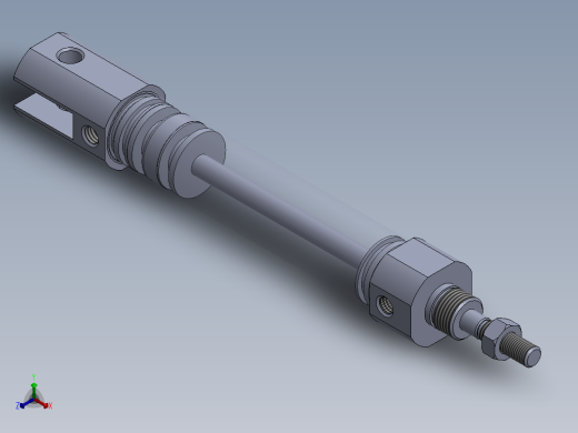 气动缸（圆形后部安装）16x5x55毫米正等轴测缩略图