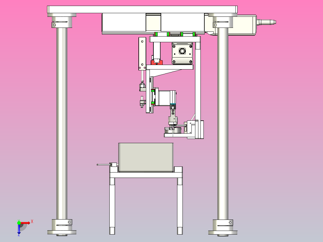 一种推杆状物料的下料模组俯视图