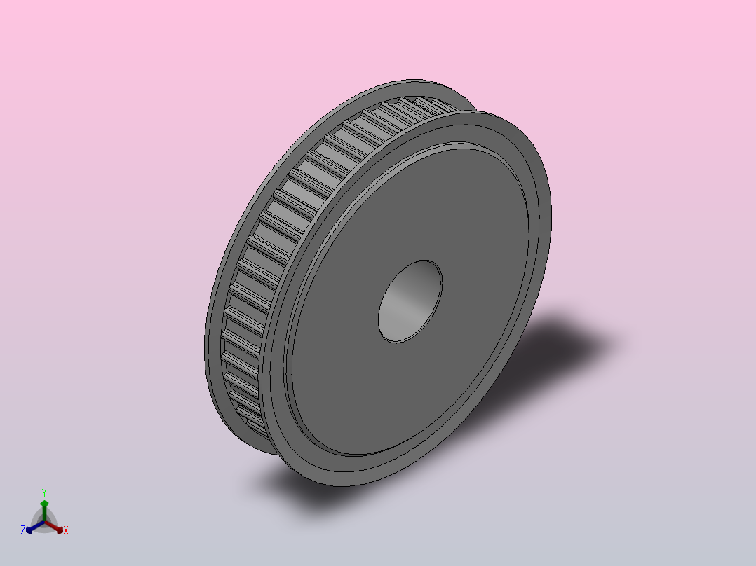 标准型梯形齿同步带轮AT5型_SAT5HC-44-10-dc16-A正等轴测图
