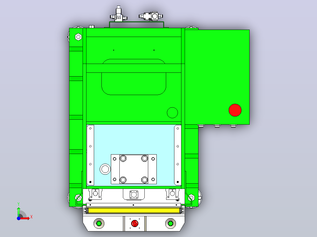 一款5T液压压机三维3D数模前视图