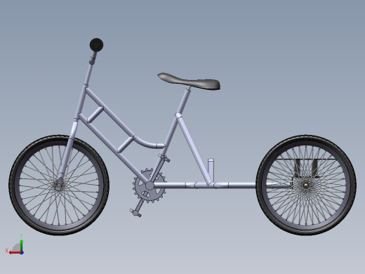 三轮车3D模型后视缩略图