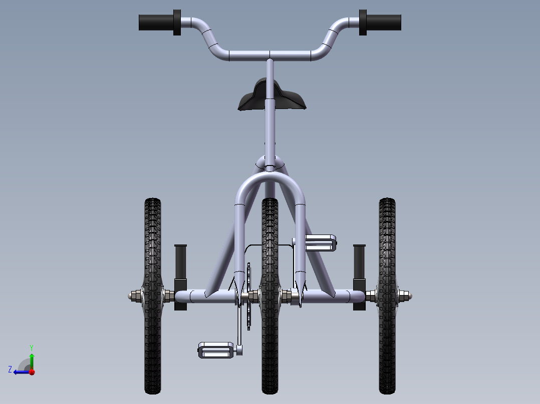 三轮车3D模型右视图