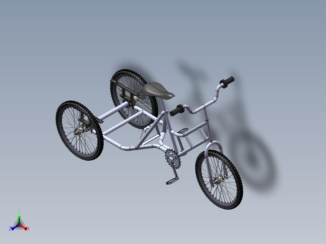 三轮车3D模型正等轴测图