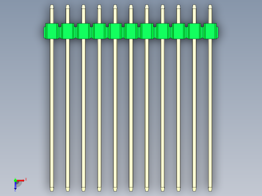 彩色公头100mil（2.54mm）系列-DS1021_green_1x11p_100mil_Type43_rev1.0俯视缩略图