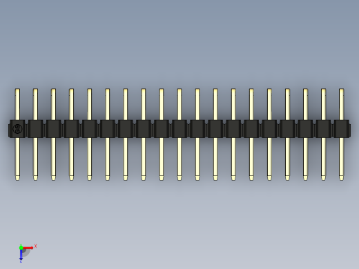 彩色公排针 100mil 2.54mm 系列-DS1022_black_2x19p_100mil_TypeD_rev1.0俯视缩略图