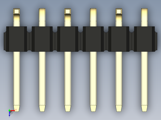 彩色公排针 100mil 2.54mm 系列-DS1022_black_06p_100mil_Type_SMT_R1_rev1.0俯视缩略图