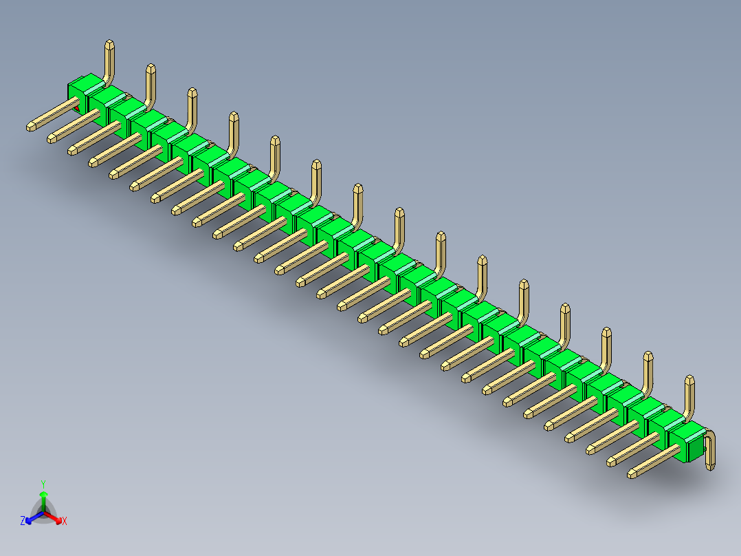 彩色公排针 100mil 2.54mm 系列-DS1022_green_30p_100mil_Type_SMT_R1_rev1.0主视图