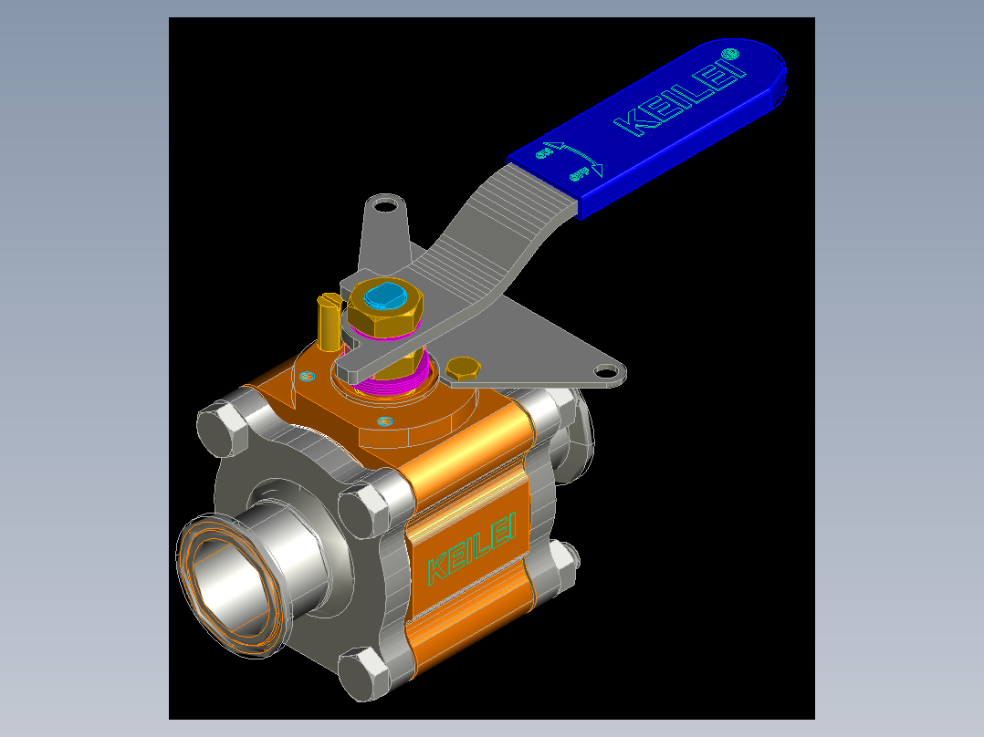 DN40卡箍式球阀三维图
