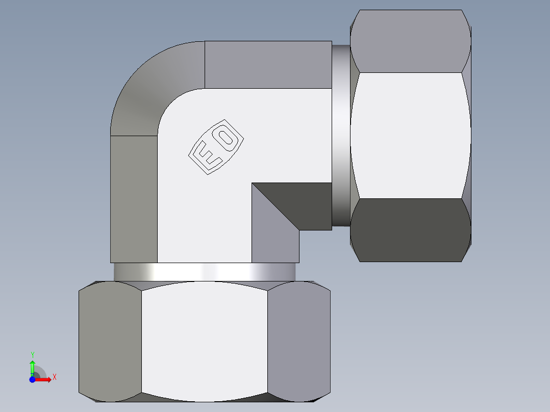 卡套式工业通用硬管接头EO_Union_elbow_W22ZL71前视图