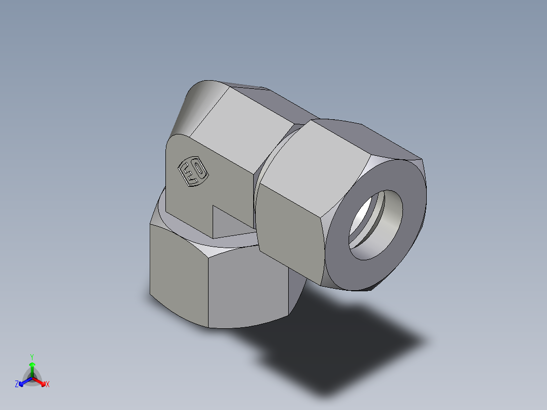 卡套式工业通用硬管接头EO_Swivel_nut_elbow_EW16SCF主视图