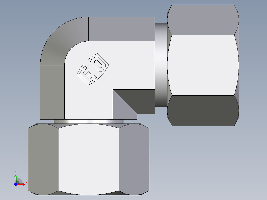 卡套式工业通用硬管接头EO_Swivel_nut_elbow_EW16SCF前视图