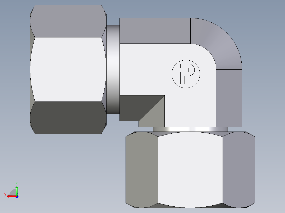 卡套式工业通用硬管接头EO_Swivel_nut_elbow_EW16SCF后视图