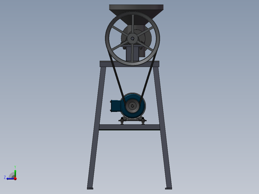 小型对辊面粉研磨机结构设计右视图
