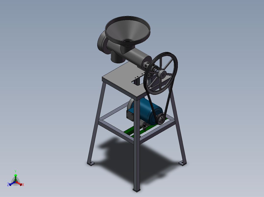 小型对辊面粉研磨机结构设计正等轴测图